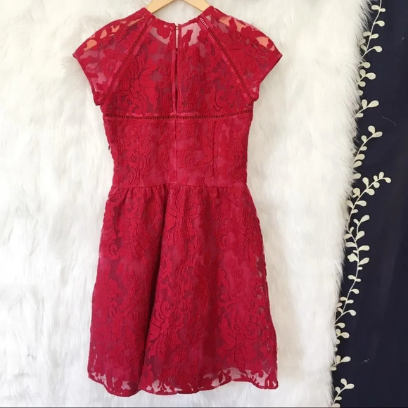 DOLCE VITA Windsor Red Organza Lace Sweetheart Mini Dress - Picture 5 of 7